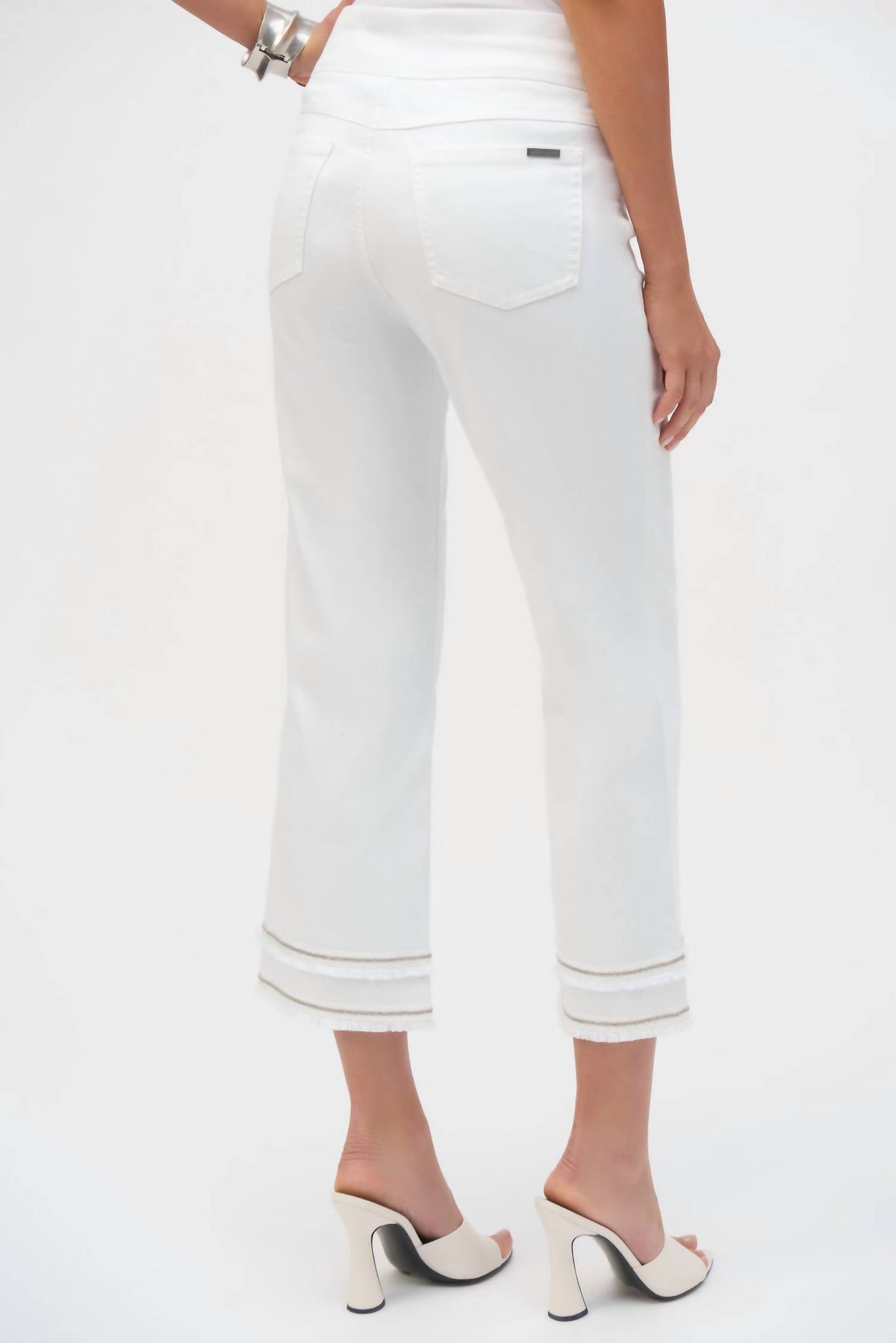 Joseph Ribkoff - Fringe Beaded Pull On Cropped Jean