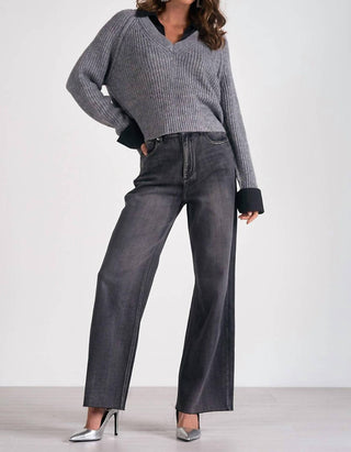 Elan - V-neck Attached Collar Sweater
