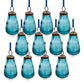 Set of 12 Blue Glass Teardrop Ornaments – Elegant Decorative Hanging Christmas Tree Set