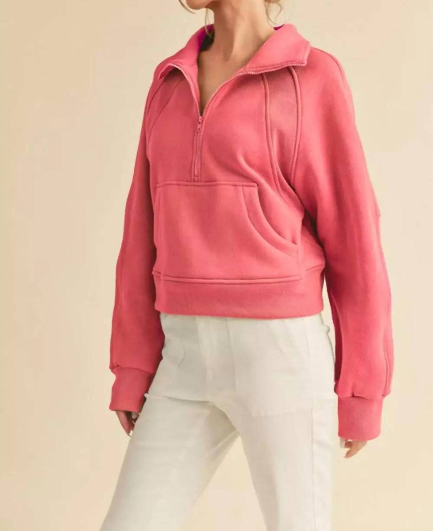 Aemi + Co - Collared Half Zip Sweatshirt