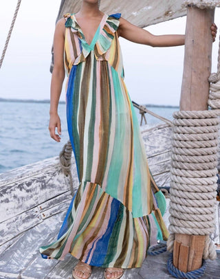 Oliphant - Ruffle V-Neck Maxi Dress
