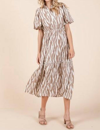 Geegee - Zebra Print Tiered Midi Dress