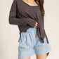 Project Social T - Mae Textured V-neck Long Sleeve Top