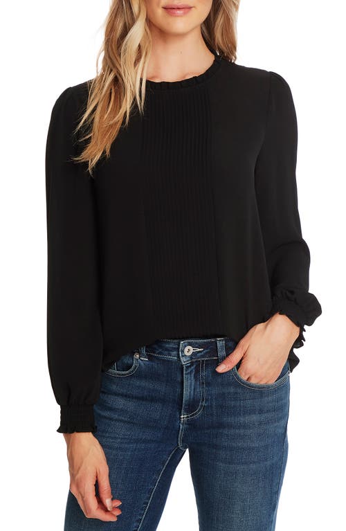 Women's Long Sleeve Smocked Cuff Pintuck Blouse