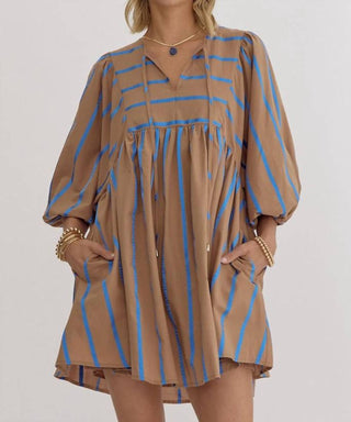 Entro - Striped Babydoll Short Dress