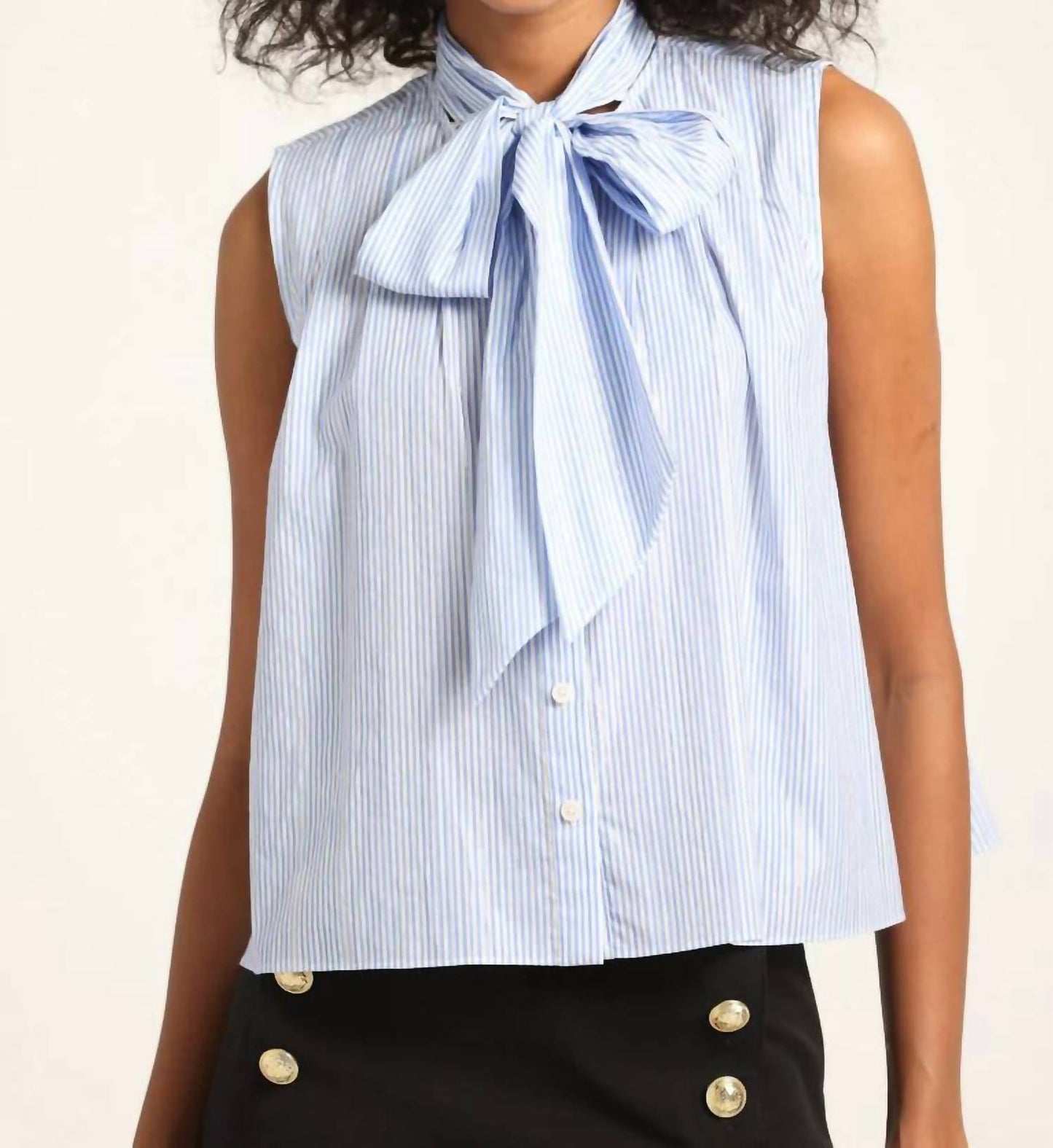 Derek Lam 10 Crosby - LUREX STRIPE TIE NECK TOP