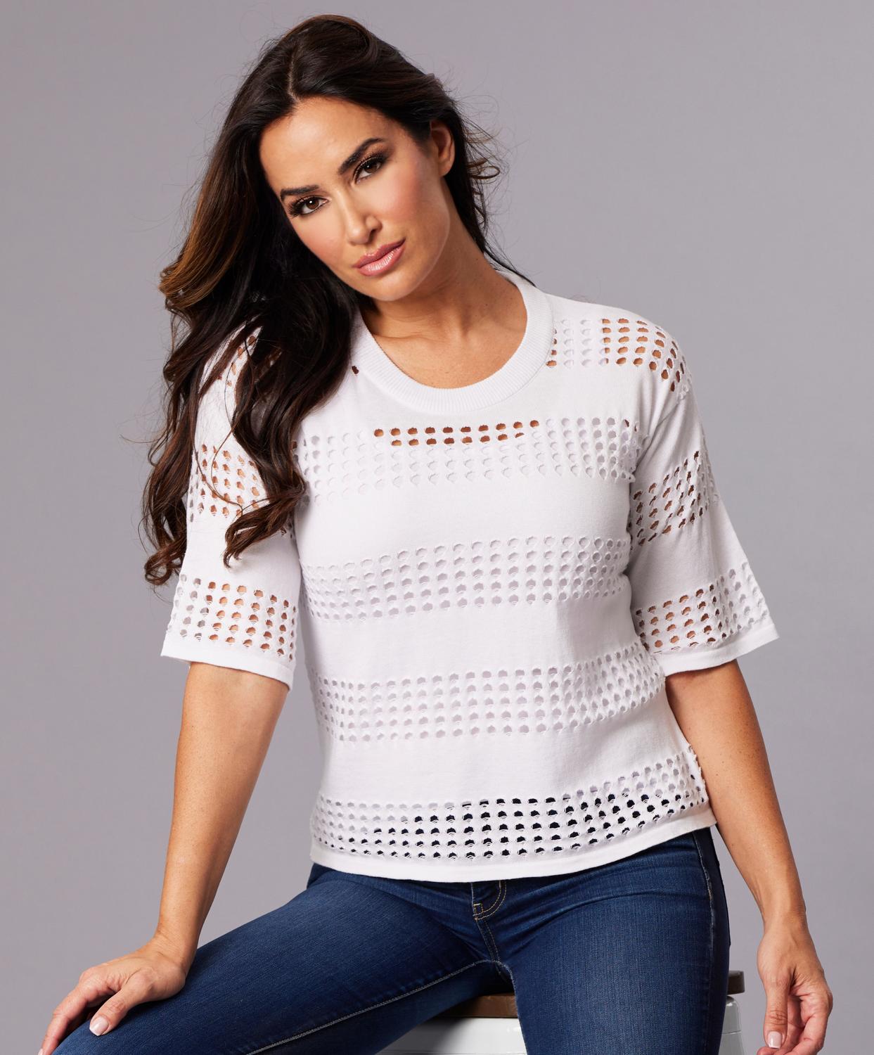 Angel Apparel - Crochet 3/4 Sleeve Top