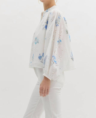 Entro - Floral Print Eyelet Top