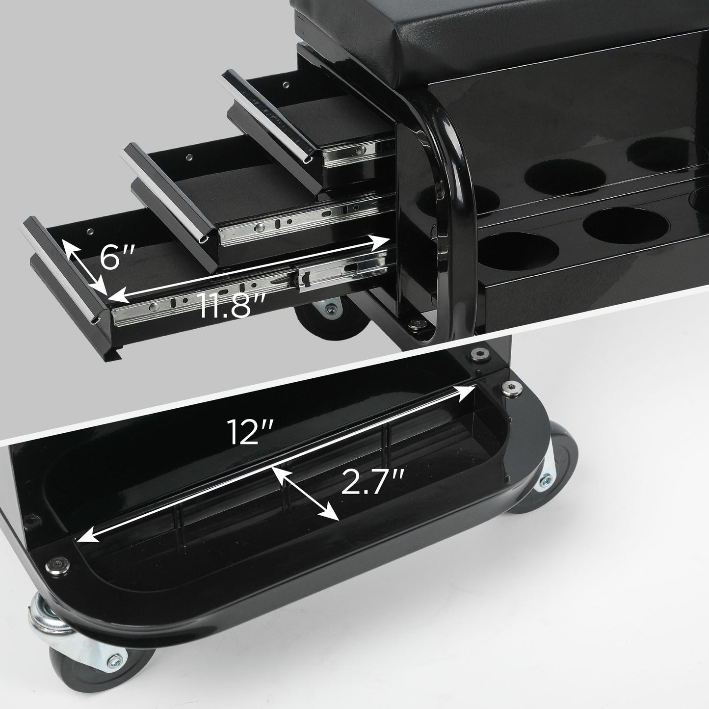 Rolling Creeper Garage Seat With 3 Built-In Drawers