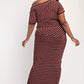 The Curve La - Plus Size Stripe Lurex Knit Off Shoulder Knit Midi Dress