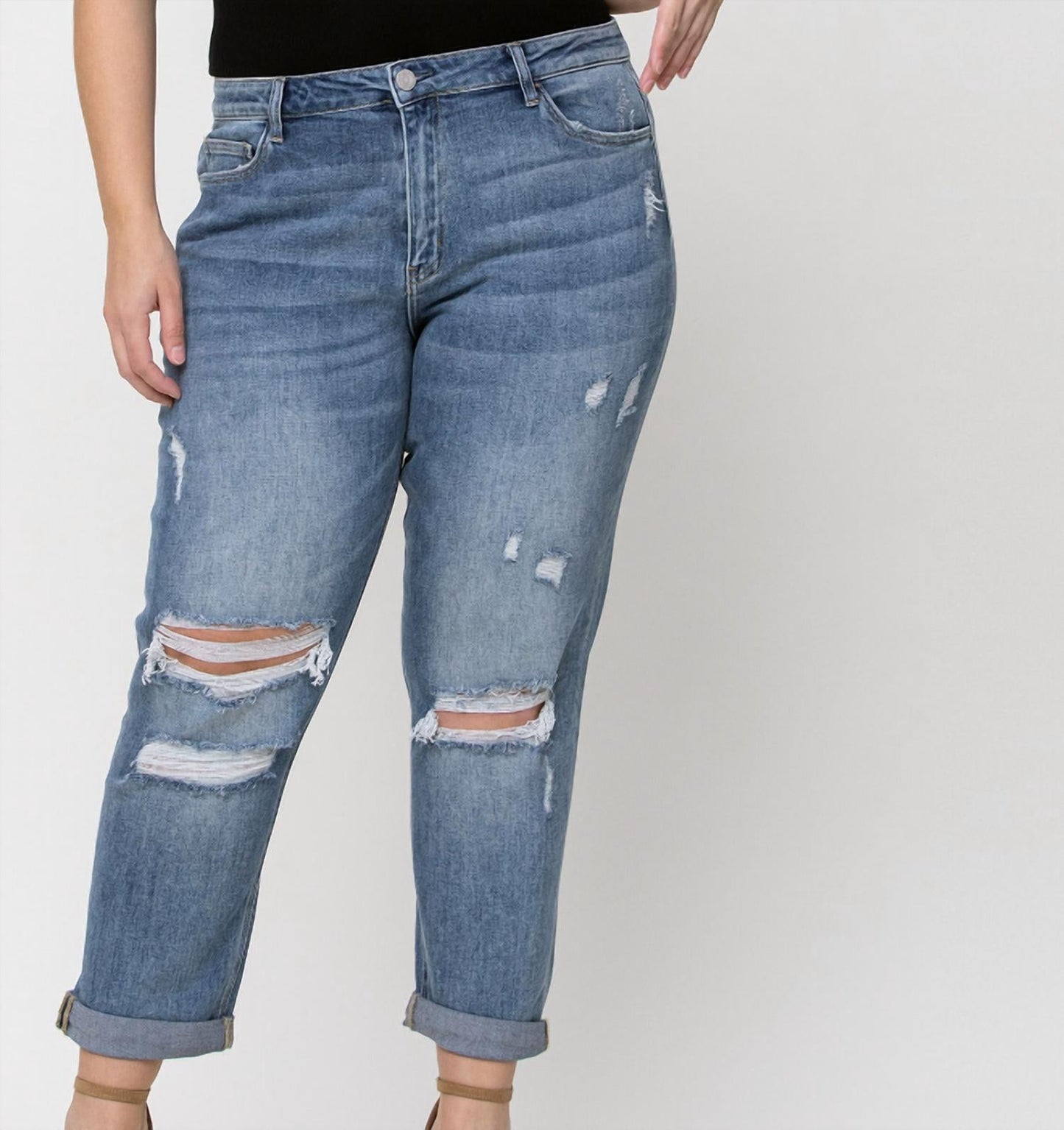Vervet By Flying Monkey - Distressed Boyfriend Jeans