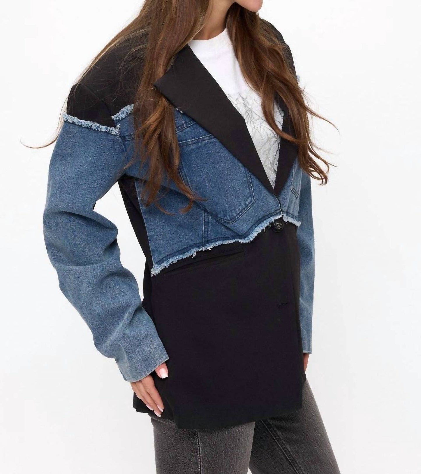 Coalition La - Joanne Denim Accent Statement Blazer