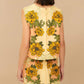Farm Rio - Delicate Flower Arabesques Linen Crop Top