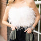 Buddylove - Fancy Strapless Feather Crop Top