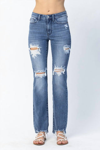 Judy Blue - Marian Destroyed Straight-mid Rise Jeans