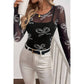 1 The Woman - Bow Mesh Long Sleeve Top