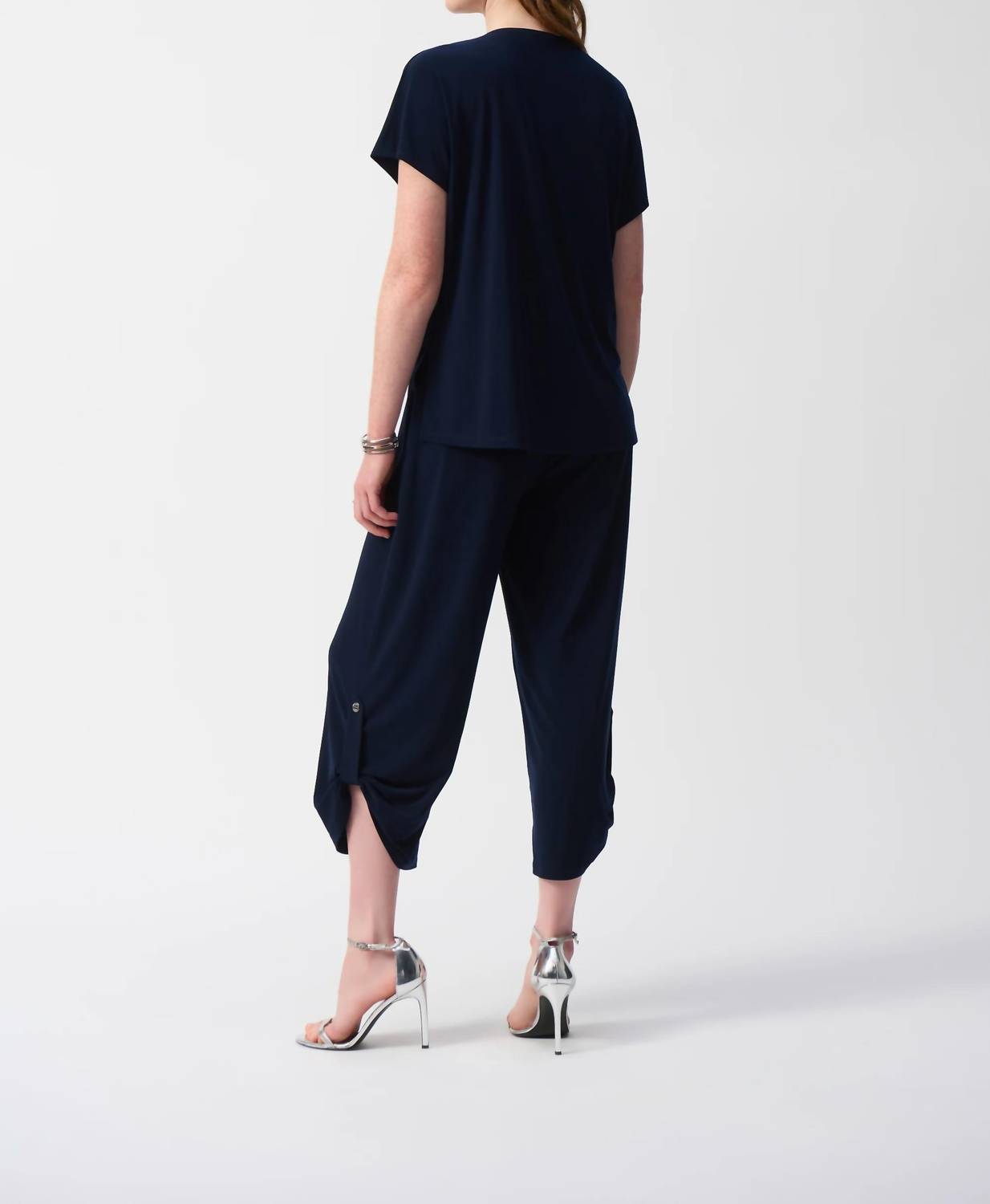 Joseph Ribkoff - V-neck Zip Front Cropped Jumpsuit