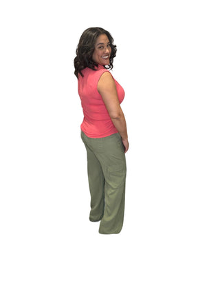 Risen - High Rise Wide Leg Tencel Cargo Pants