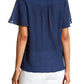 Vince Camuto - Short Sleeve Crinkle Embroidery Blouse