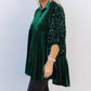 Umgee - Feeling Festive Velvet Sequins Contrast Tiered Tunic Dress