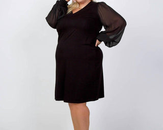 Karen Kane - Sheer Sleeve Mini Dress - Plus