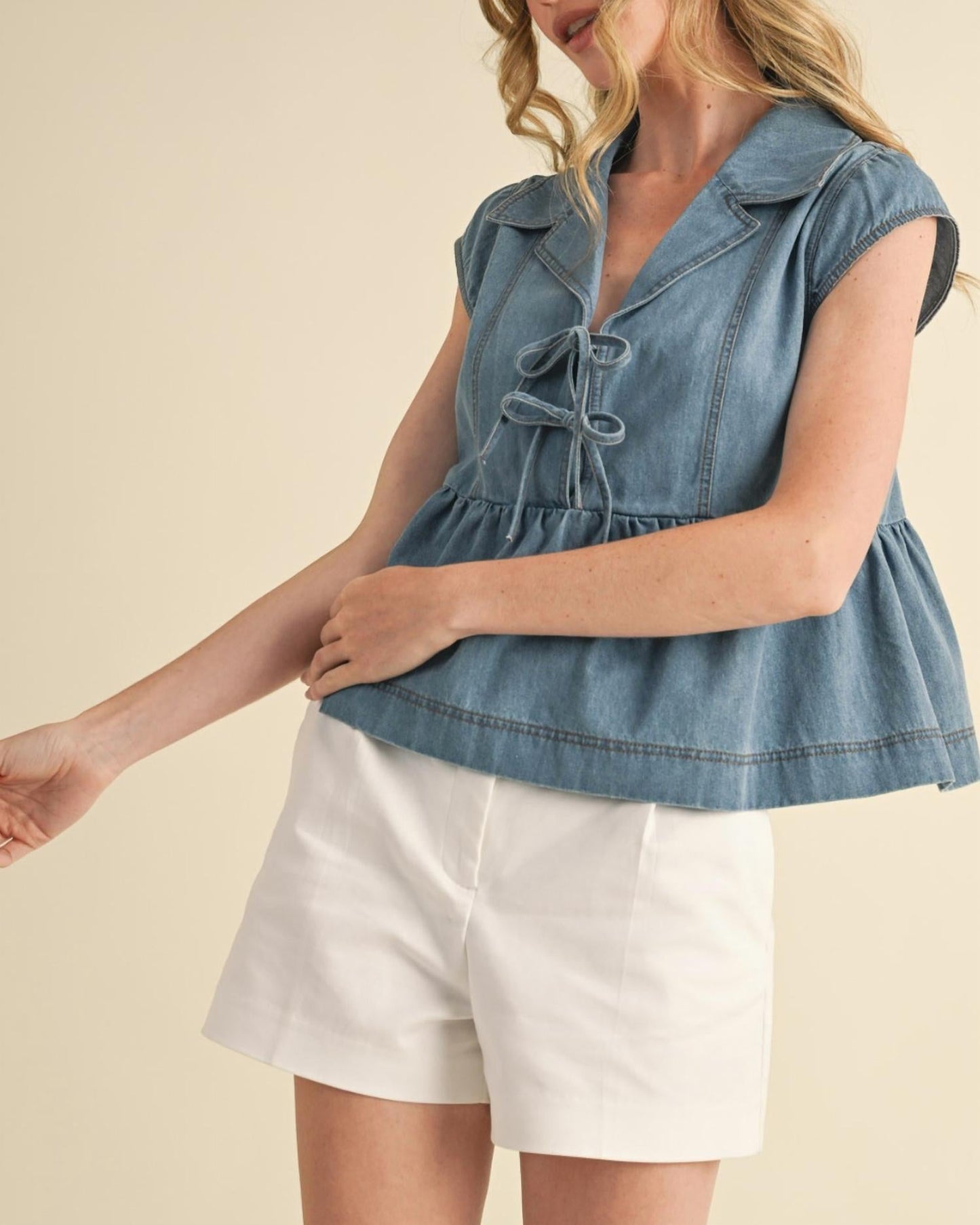 &Merci - Front Tie Cap Sleeve Top