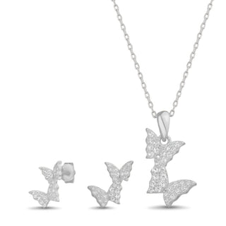 Allyanna Gifts - Women's Cubic Zirconia Butterfly Necklace & Earrings Set
