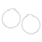 Sterling Silver Rhodium Plated Large Faceted Style Hoop Earrings