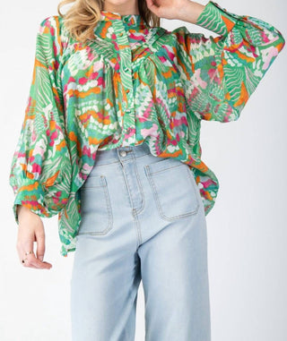 Ee:Some - Printed Long Sleeve Blouse