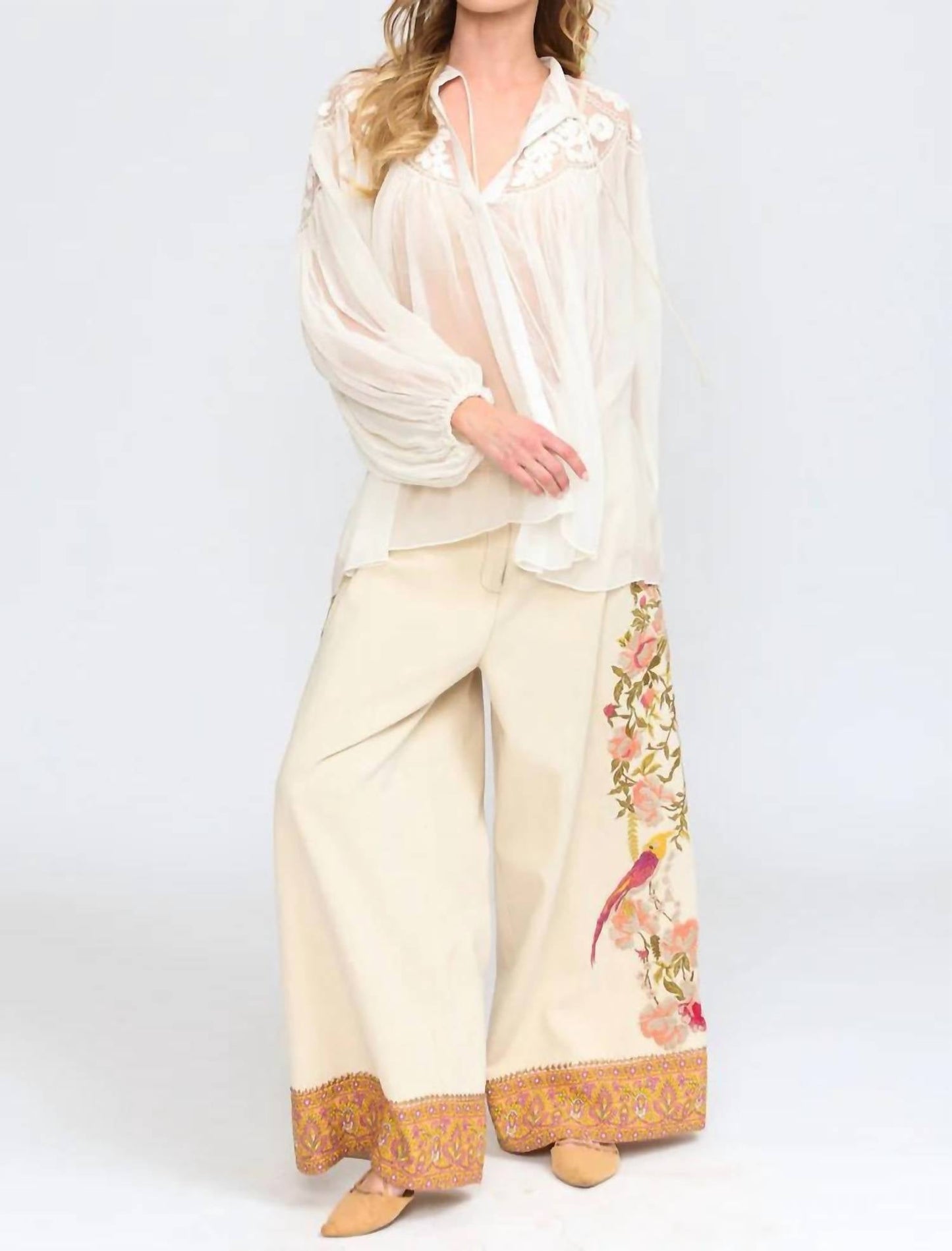 Aratta - Embroidered Chiffon Blouse