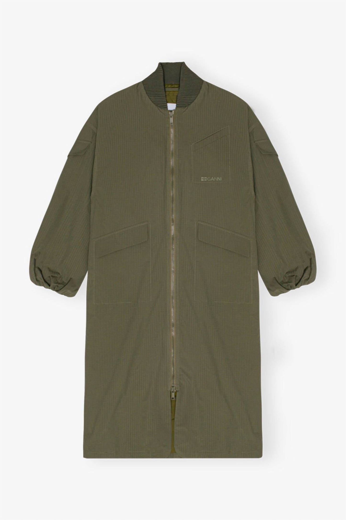 Ganni - Tech Seersucker Oversized Shell Coat