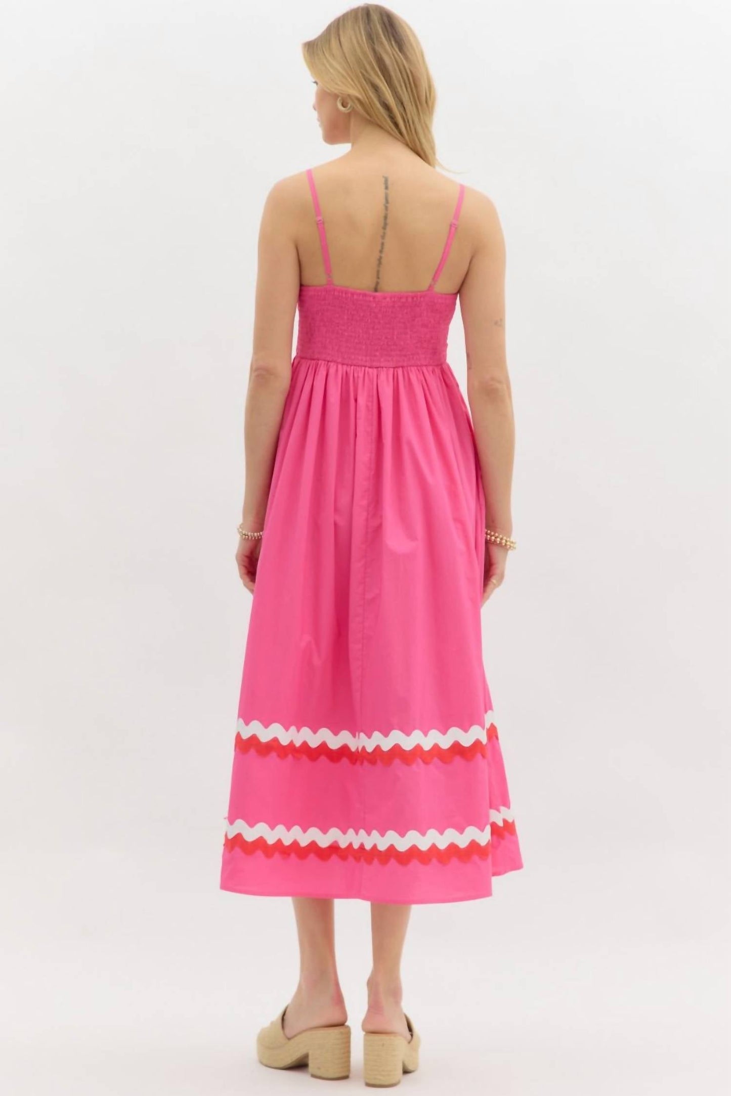 Entro - Straight Neck Midi Dress