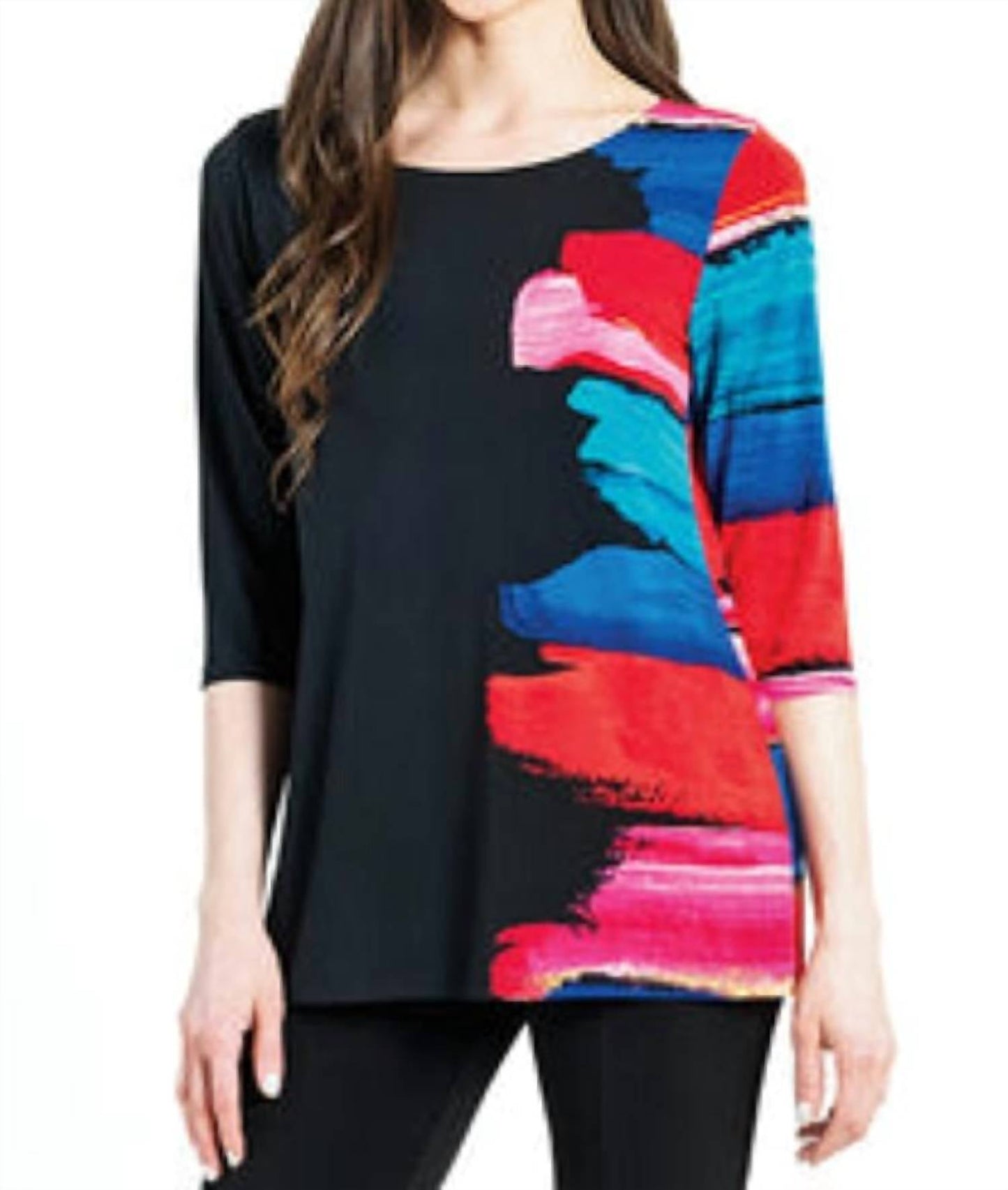 Clara Sunwoo - Red Paint Stroke Scoop Neck Tunic