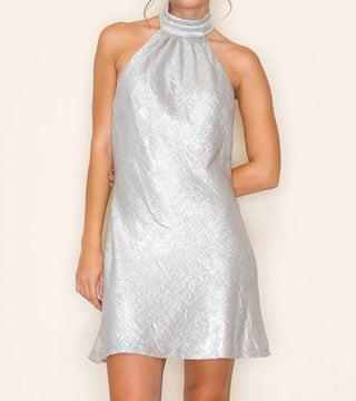 B.Right - Metallic Shine Halter Neck Mini Dress