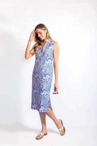 Sail To Sable - Sleeveless Button Front Midi Tunic Dress