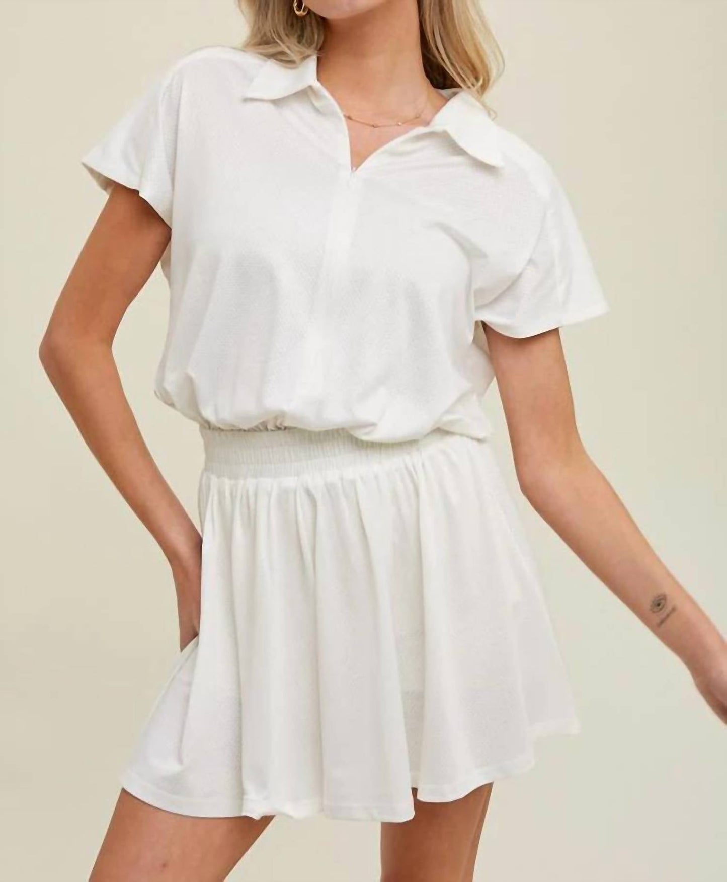Wishlist - Short Sleeve Collared Athletic Romper