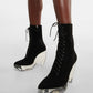 Alaia - Preloved Suede Lace Up Platform Plexi Sole Bootie