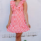 Joy Joy - Ruched V-neck Ruffles Dress