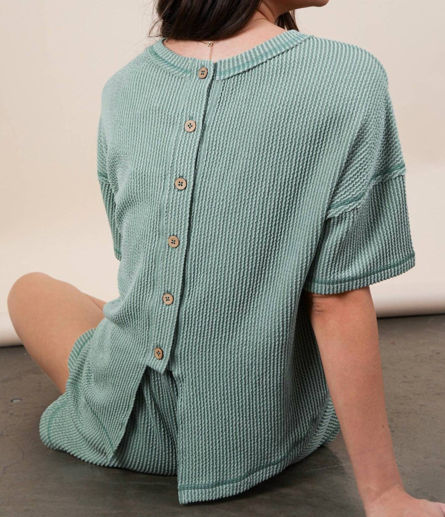 Very J - Oversized Two Tone Double Knit Top & Shorts