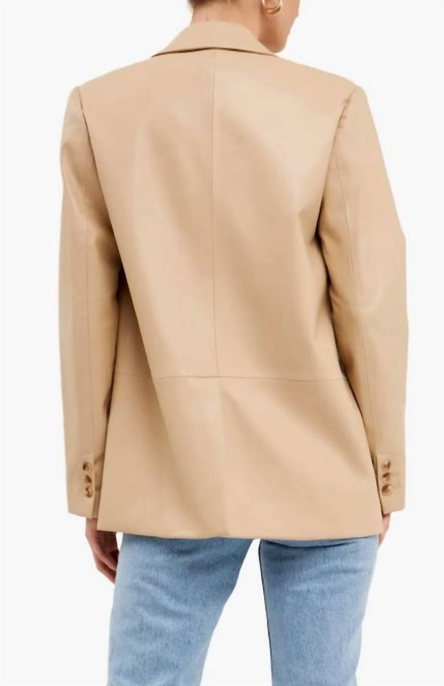 Endless Rose - Faux Leather Notch Lapel Blazer