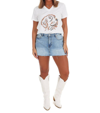 Flair Wear - Sequin Hound Dog V-Neck Tee