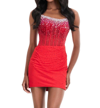 Ashleylauren - Strapless Beaded Mini Dress