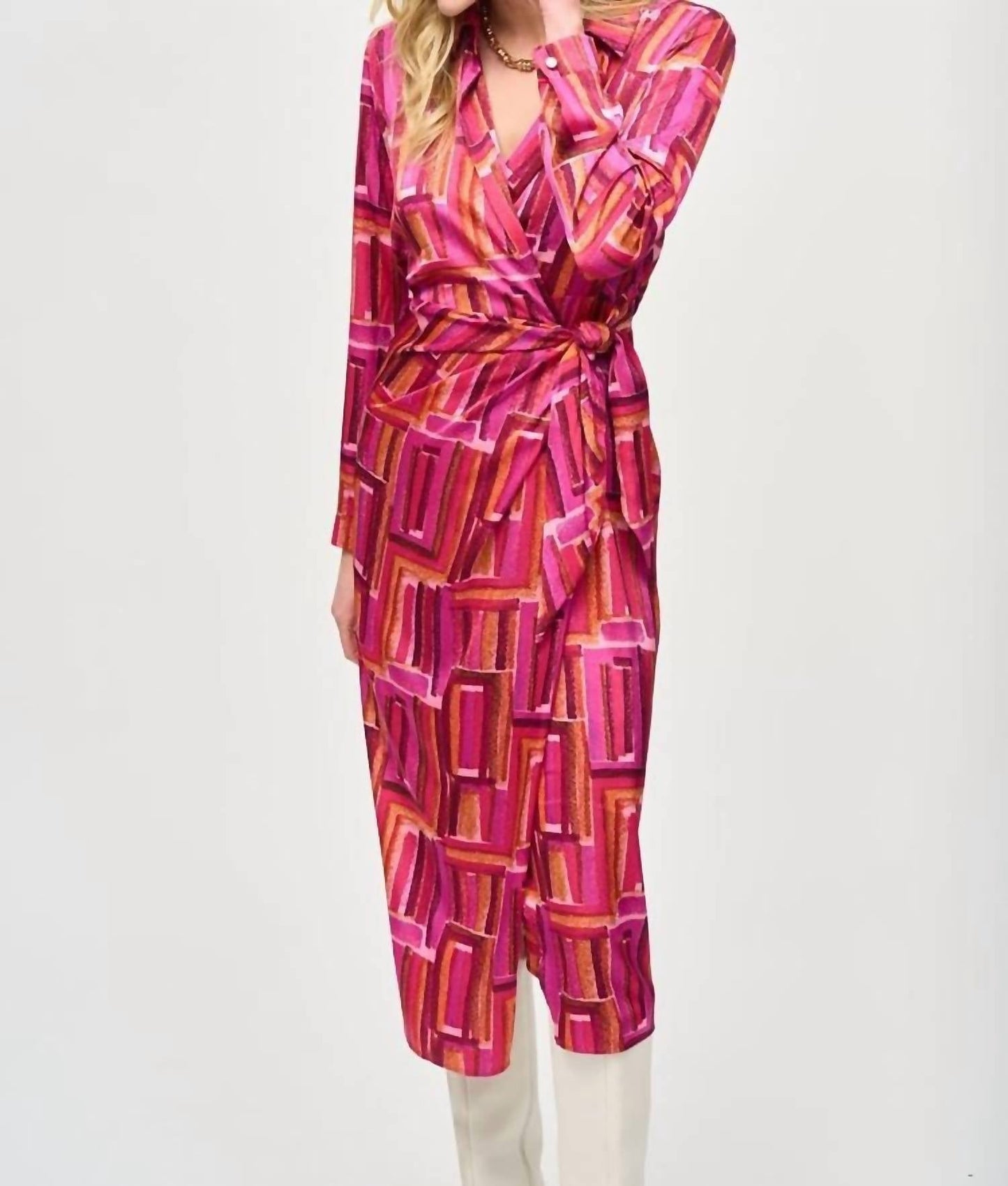 Joseph Ribkoff - Satin Geometric Print Wrap Dress