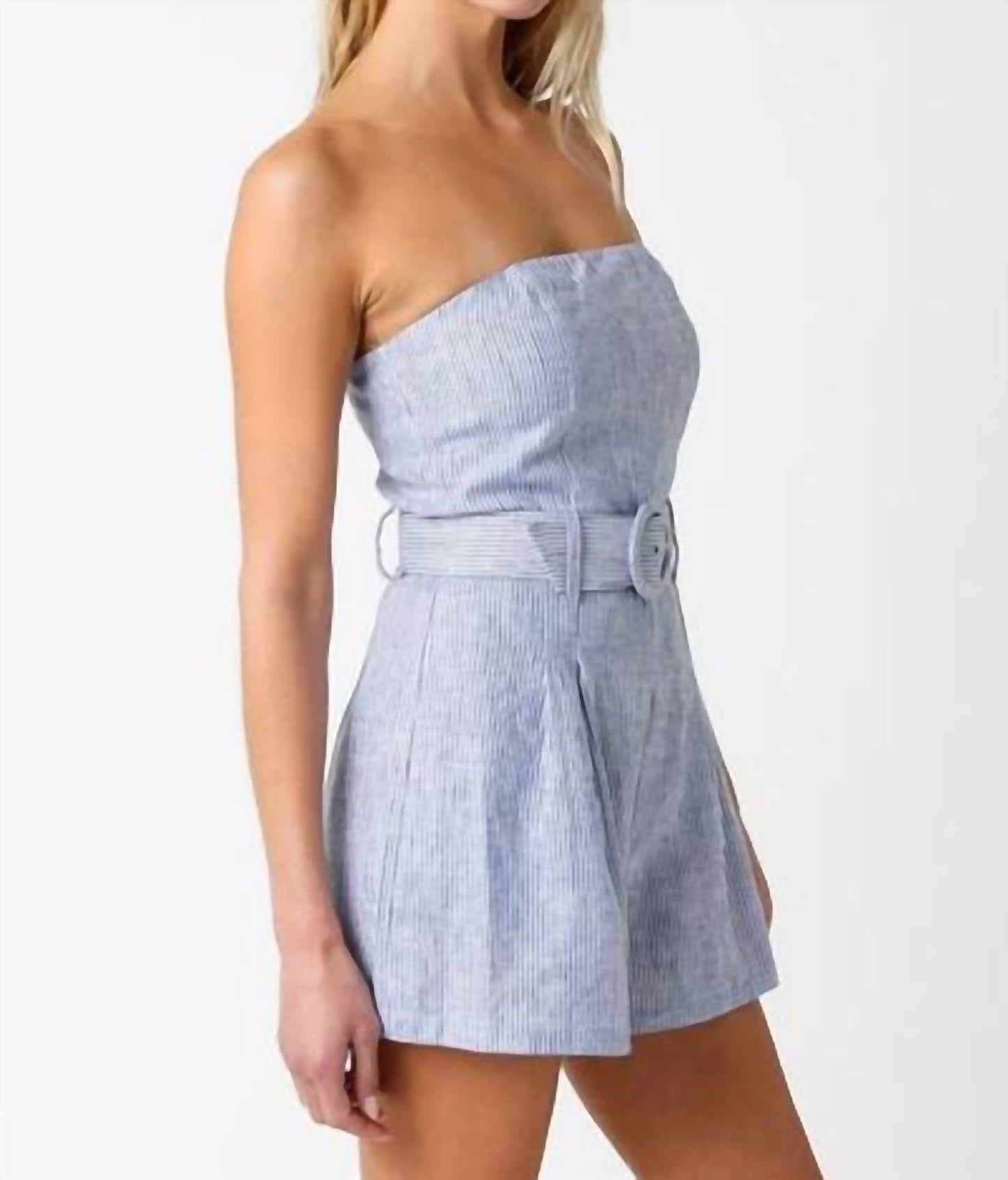 Olivaceous - Off Shoulder Stripe Romper