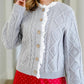 Aureum - Eyelet Trim Cable Knit Cardigan