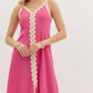 Entro - Slit hem oversized accented ricrac midi dress