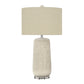 Contemporary Lighting Table Lamp in Cream Ceramic and Beige Fabric