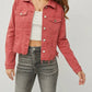 Risen - Full Size Raw Hem Button Up Cropped Denim Jacket Plus Size
