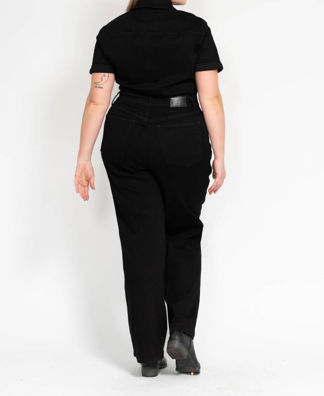 Judy Blue - High Waist Tummy Control Jumpsuit Straight Leg Jeans - Plus