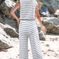Aapparella - Casual Style Striped Short Sleeve Two-Piece Set